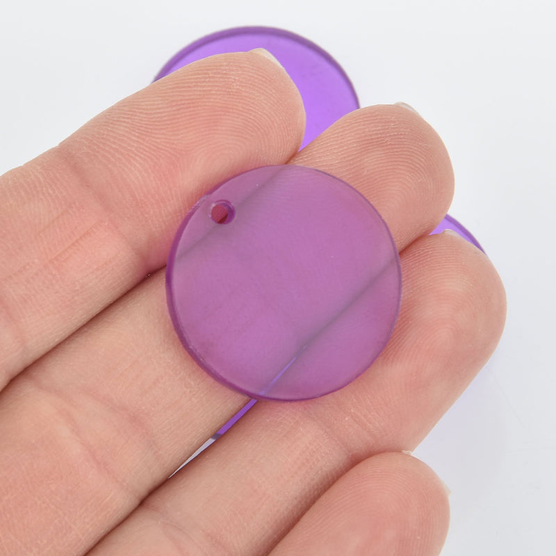 10 TRANSPARENT PURPLE Acrylic Circle Charms, 1" acrylic blanks round drop Lca0627