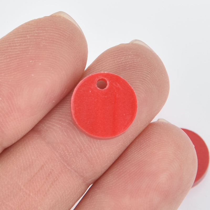 10 RED PEARL ACRYLIC 1/2" Circle Charm Blanks Laser Cut Acrylic Blanks Disc Lca0634