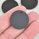 25 BLACK Acrylic 1" Circle Charms, opaque acrylic blanks round drop charms Lca0656b