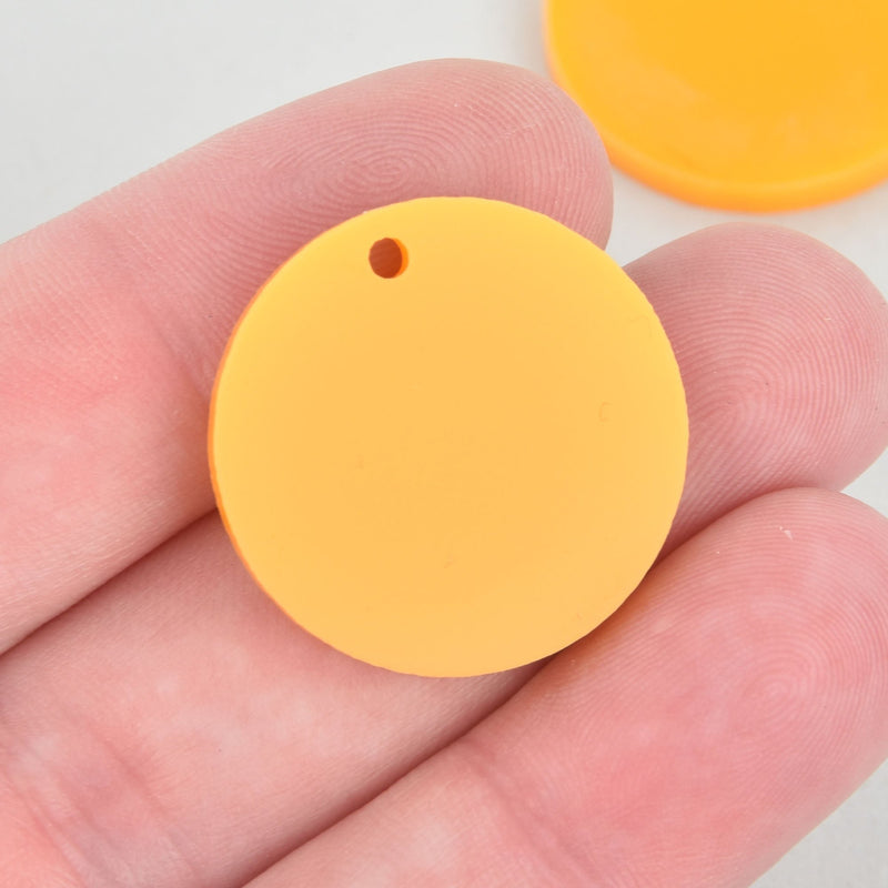 10 GOLDEN YELLOW Acrylic Circle Charms, 1" opaque acrylic blanks round drop Lca0661a