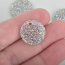 10 IRIDESCENT RAINBOW GLITTER 3/4" Circle Keychain Blanks Laser Cut Acrylic Blanks Disc Lca0662a