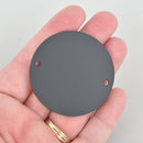 5 BLACK Acrylic 2" Circle Charms, opaque connector link blanks round, 2 holes Lca0663a