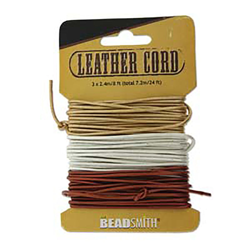 1.5mm Round Leather Cord, Copper Gold Silver Assortment, 24 feet total, Lth0079