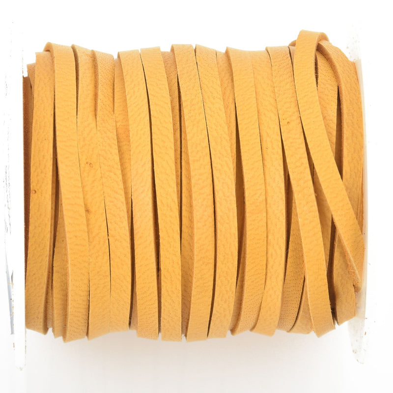 1/8" Deerskin Leather Lace GOLD YELLOW Deer Skin real leather by the yard, Realeather 3mm wide, 50 feet, Lth0051