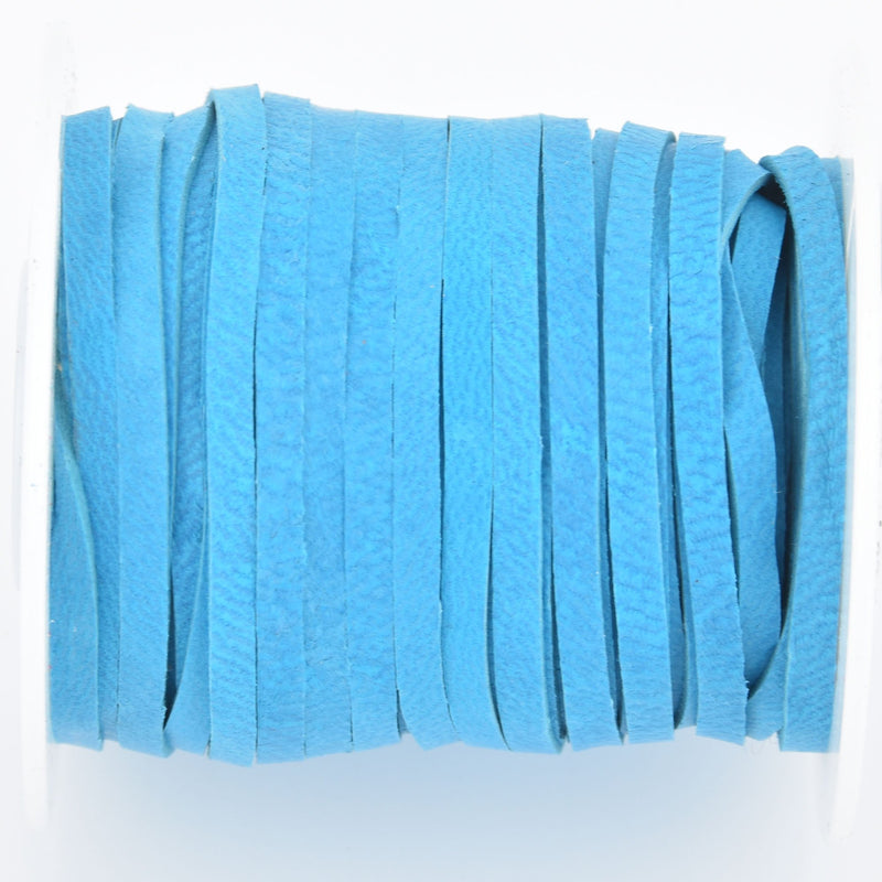 1/8" Deerskin Leather Lace DARK TURQUOISE BLUE Deer Skin real leather by the yard, Realeather 3mm wide, 50 feet, Lth0057