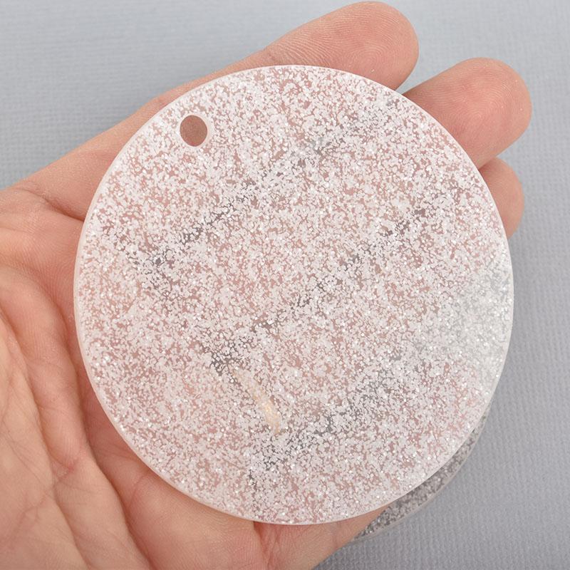 10 WHITE GLITTER Circle Blanks 3" Laser Cut Acrylic Blanks Disc Lca0199a