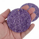 10 PURPLE GLITTER Circle Keychain Blanks 3" Laser Cut Acrylic Blanks Disc Lca0201a