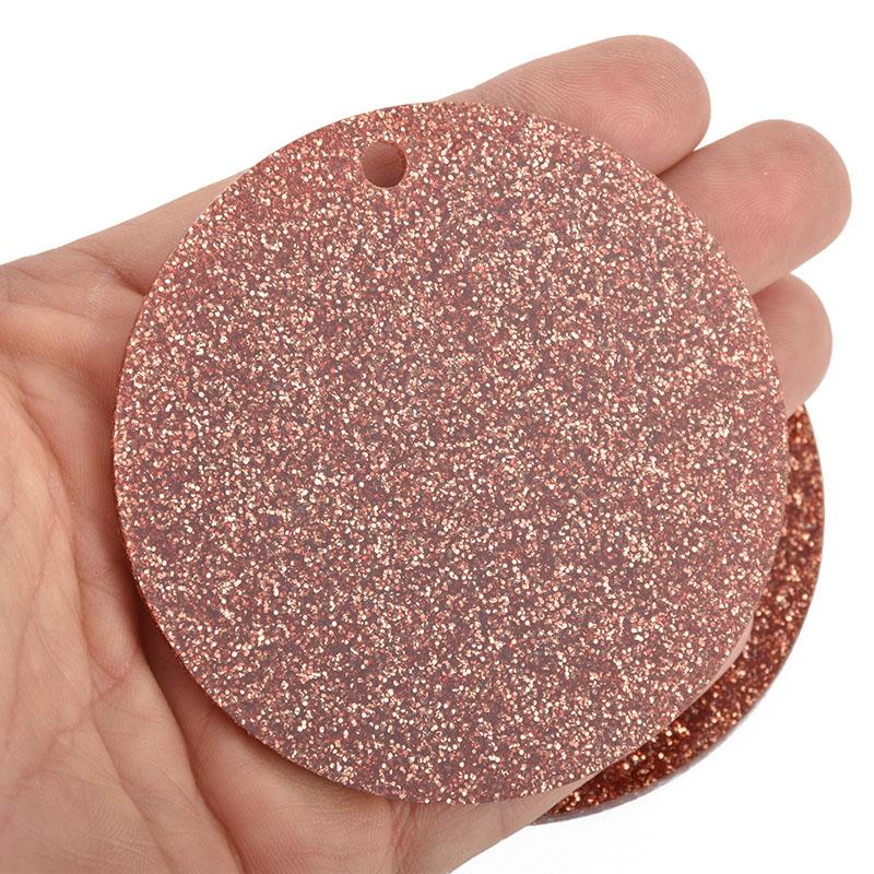 10 COPPER ROSE GOLD Glitter Circle Blanks 3" Laser Cut Acrylic Blanks Disc Lca0462a