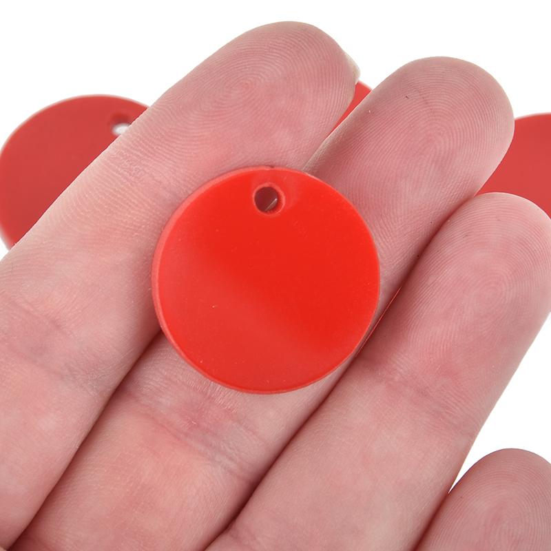 10 RED Acrylic Circle Charms, 1" opaque acrylic blanks round drop charms Lca0479a