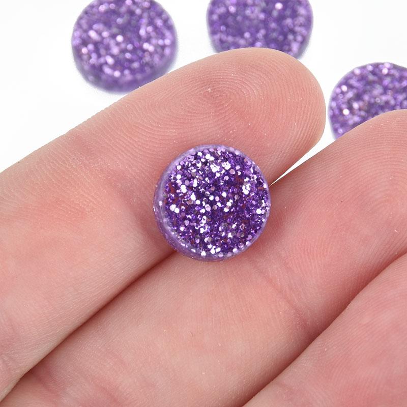 10 PURPLE Glitter Circle Keychain Blanks 1/2" Laser Cut Acrylic NO HOLE Lca0522