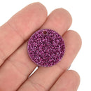 10 MAGENTA PINK GLITTER Circle Keychain Blanks 1" Laser Cut Acrylic Blanks Disc Lca0550