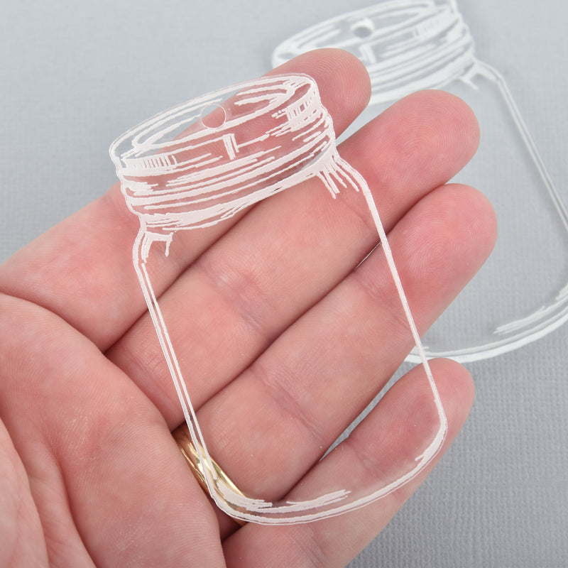 100 Clear MASON JAR Acrylic keychain blanks shapes, 3" Laser Cut, fancy engraved design Lca0556d