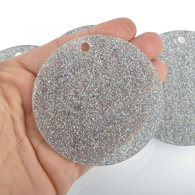 10 IRIDESCENT RAINBOW Glitter 3" Circle Keychain Blanks Laser Cut Acrylic Blanks Disc Lca0574a