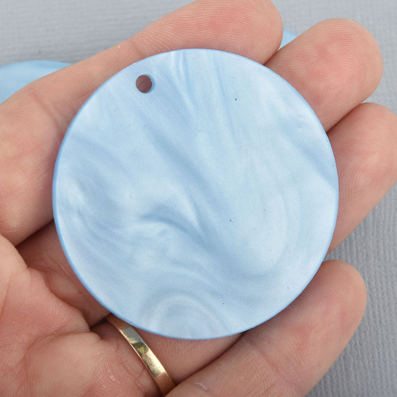 5 BLUE PEARL ACRYLIC Circle Keychain Blanks 2" Laser Cut Disc Lca0581