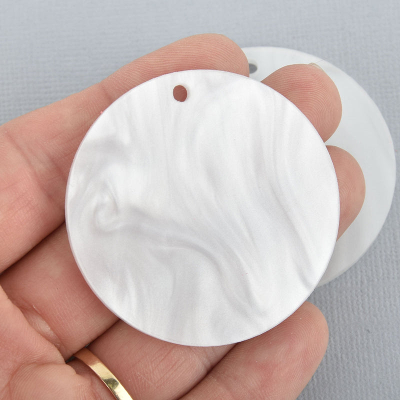 5 WHITE PEARL ACRYLIC Circle Keychain Blanks 2" Laser Cut Disc Lca0582