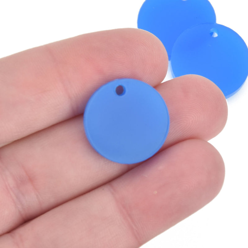 10 BLUE Acrylic Circle Charms 3/4" acrylic blanks round drop charms lca0628a