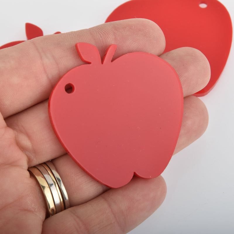 10 APPLE blank charms 2" Red laser cut acrylic Lca0787a
