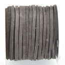 1/8" Suede Leather Lace, CHARCOAL GRAY real leather by the yard, Realeather made in USA, 3mm wide, 25 yards, Lth0052