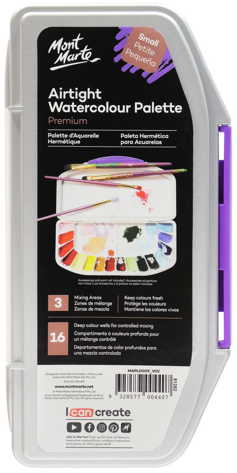 Premium Airtight Watercolour Palette 16 Slot Small, pnt0153