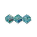 4mm Aqua Bohemica AB Bicone Crystal Beads, Preciosa x31 beads, cry0216