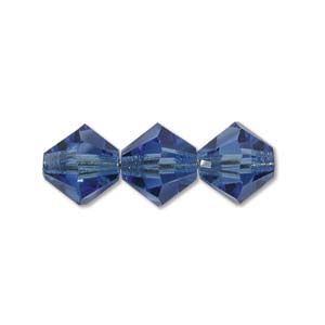 4mm Sapphire Blue Bicone Crystal Beads, Preciosa x31 beads, cry0214