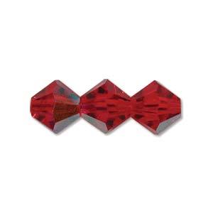4mm Bicone Crystal Beads, Preciosa Crystal Light Siam Red AB, Czech Glass x31 beads, cry0207