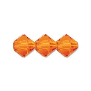 4mm Sun Orange Bicone Crystal Beads, Preciosa x31 beads, cry0220