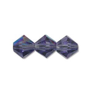 4mm Tanzanite AB Bicone Crystal Beads, Preciosa x31 beads, cry0223