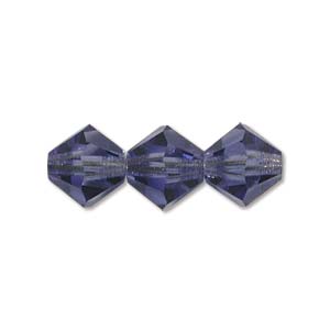 4mm Tanzanite Bicone Crystal Beads, Preciosa x31 beads, cry0213