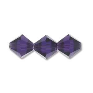 4mm Deep Tanzanite Bicone Crystal Beads, Preciosa x31 beads, cry0218