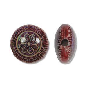 16mm Mood Beads, Puffed Coin, Sun Blossom, 5 beads, bme0692