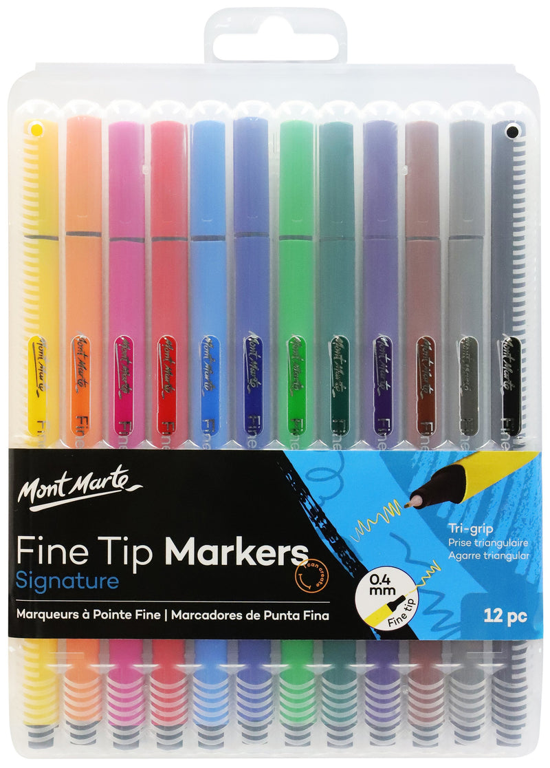 Fine Tip Marker Set Tri Grip in Case 12pc, pen0011