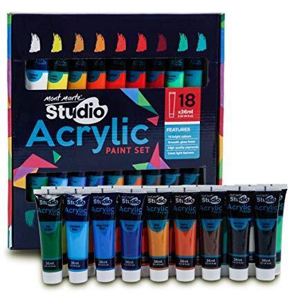 Acrylic Paint Set, 18 colors, 36ml tubes, pnt0192