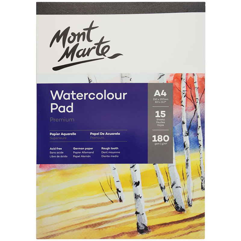 Premium Watercolour Pad A4 180gsm 15 Sheet, pap0006