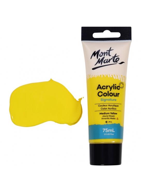 Acrylic Paint, Medium Yellow, Semi-Matte, 75ml, pnt0203