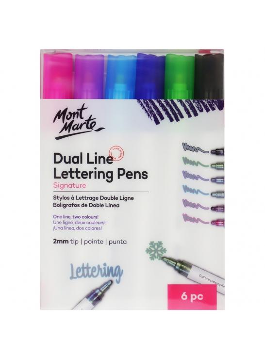 Dual Line Lettering Pens 2mm (0.08in) Tip 6 pc, pen0019