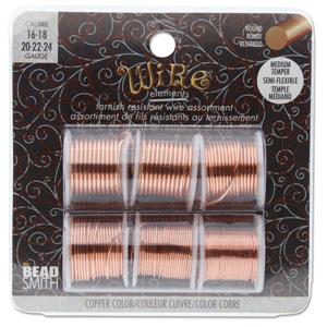 Copper Craft Wire Assortment, 16ga, 18ga, 20ga, 22ga, 24ga, Tarnish Resistant, 17 yards total, wir0264