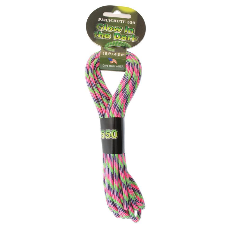 16ft Paracord 550 Bright Glow in the Dark 4.8mm Parachute Cord cft0119