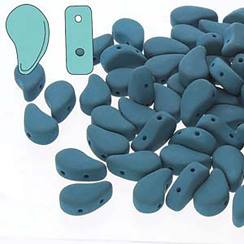 Paisley Duo Czech Glass Beads Matte Velvet Dark Teal Blue 22 grams, PD8502010-29530 bsd0494