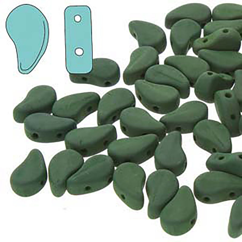 Paisley Duo Czech Glass Beads Matte Velvet Forest Green 22 grams, PD8502010-29542 bsd0498