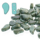 Paisley Duo Czech Glass Beads 8x5mm Chalk Green Luster, 22 grams, PD8503000-14459 bsd0319