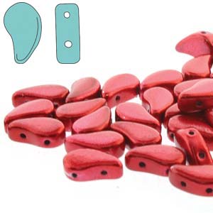 Paisley Duo Lipstick Red Metalust Metallic 2-Hole Seed Beads, approx 82 beads/22g, 8x5mm, 5-Inch Tube, PD8523980-24209 bsd0989