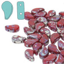 Paisley Duo Red Rembrandt Silver Pattern 2-Hole Seed Beads, approx 82 beads/22g, 8x5mm, 5-Inch Tube, PD8593200-43500 bsd0991