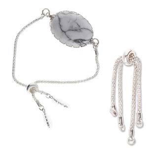 6 Slider Bracelet Blanks, Silver Plated, 7", fin1034