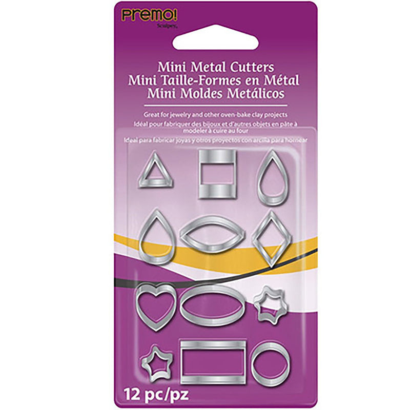 Mini Metal Cutters, Polymer Clay Tools, set of 12, tol1009