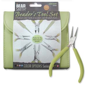 Plier and Jewelry Tools Set with Clutch, Light Olive Green, tol0974