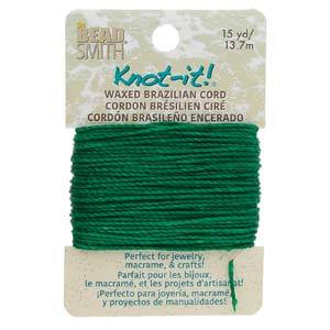 Waxed Macrame Cord Polyester, Green, 15 yds, cor0555