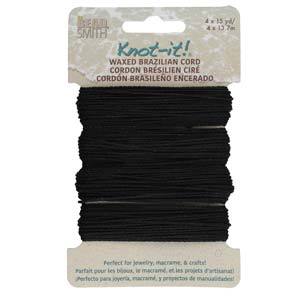 Waxed Macrame Cord Polyester, Black, 60 yds, cor0556