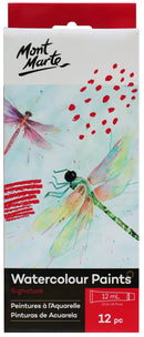 Mont Marte Watercolor Paints 12pc x 12ml (0.41oz), pnt0163
