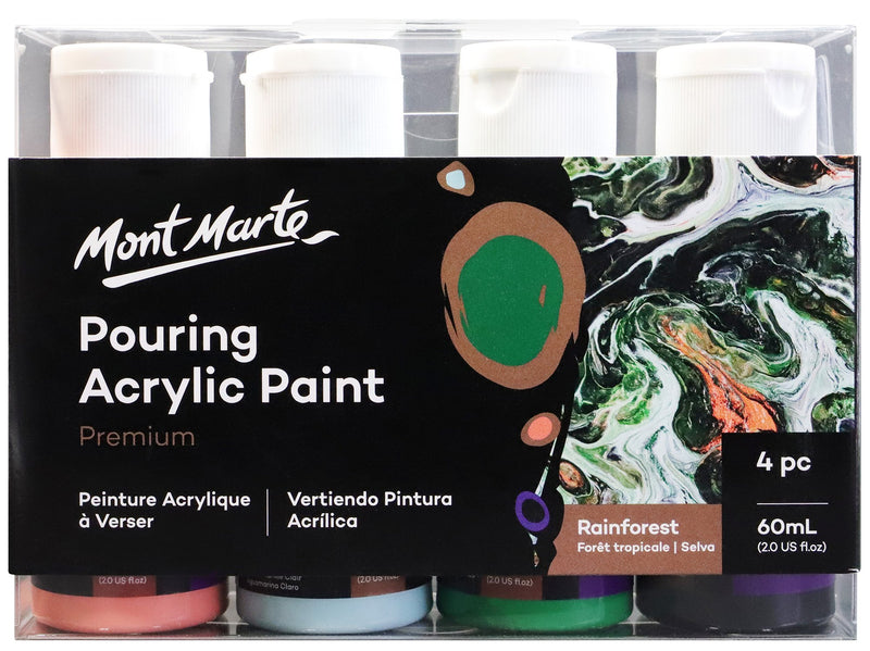 Acrylic Pouring Paint, Rainforest Set of 4 bottles, 60ml (2oz) each, pnt0158